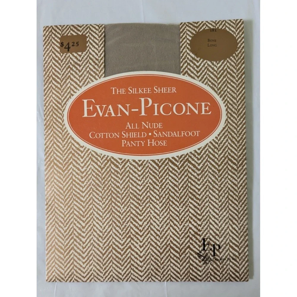 Vintage Evan-Picone The Silky Sheer All Nude Pantyhose Bone Long NOS 181
